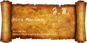 Hiri Mariann névjegykártya